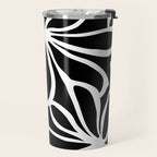 Abstract black and white flower art pattern Travel Mug Gallery Image 2