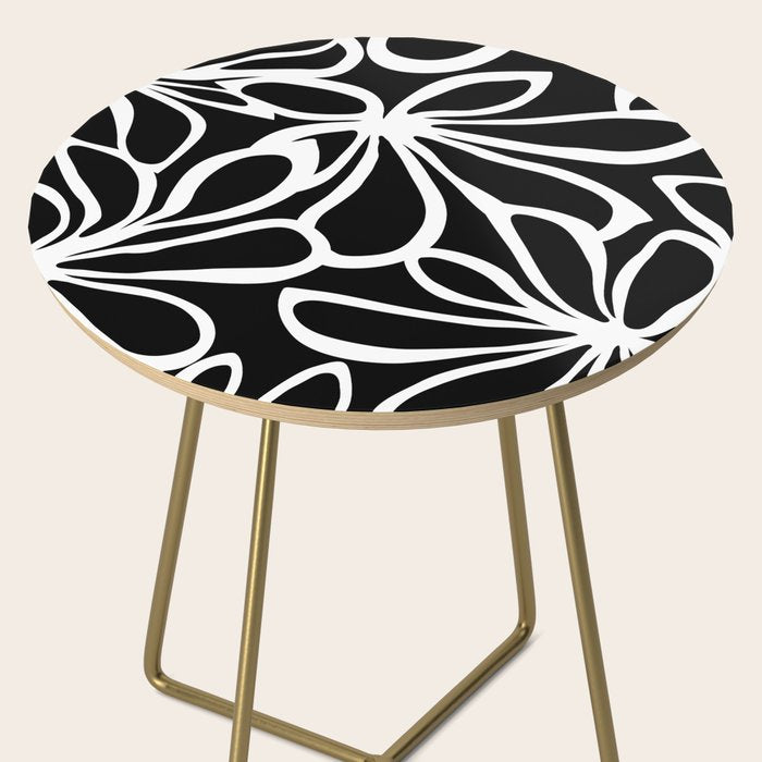 Abstract black and white flower art pattern Side Table Gallery Image 2