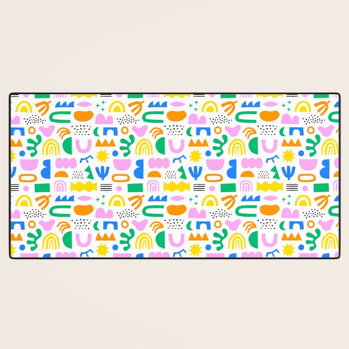 Colorful abstract organic shape art pattern Desk Mat Gallery Image 3