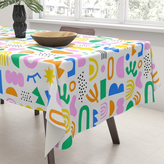 Colorful abstract organic shape art pattern Tablecloth Gallery Image 3