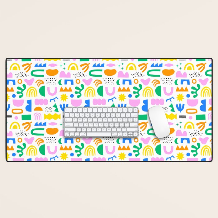 Colorful abstract organic shape art pattern Desk Mat Gallery Image 1