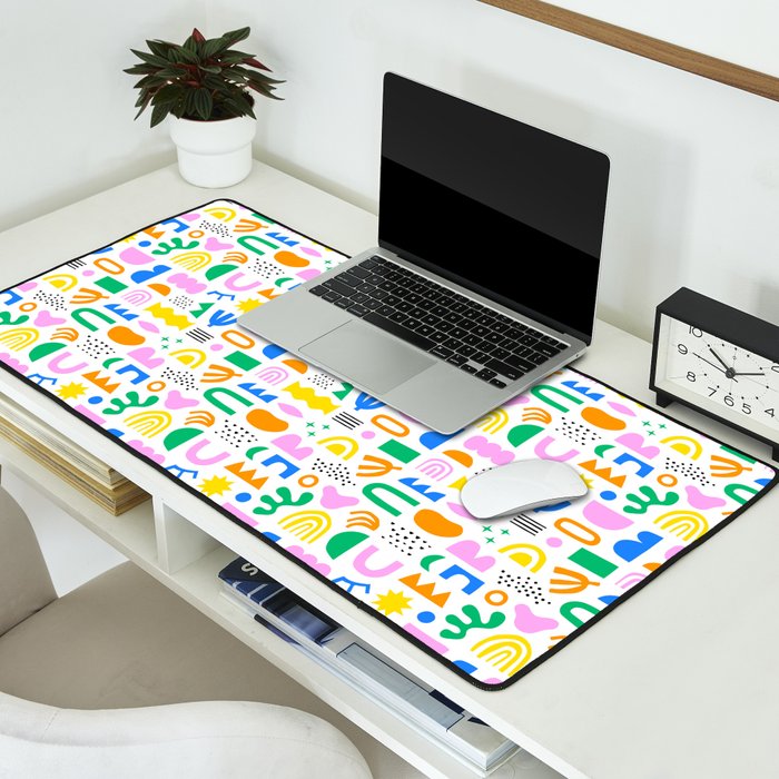 Colorful abstract organic shape art pattern Desk Mat Gallery Image 2