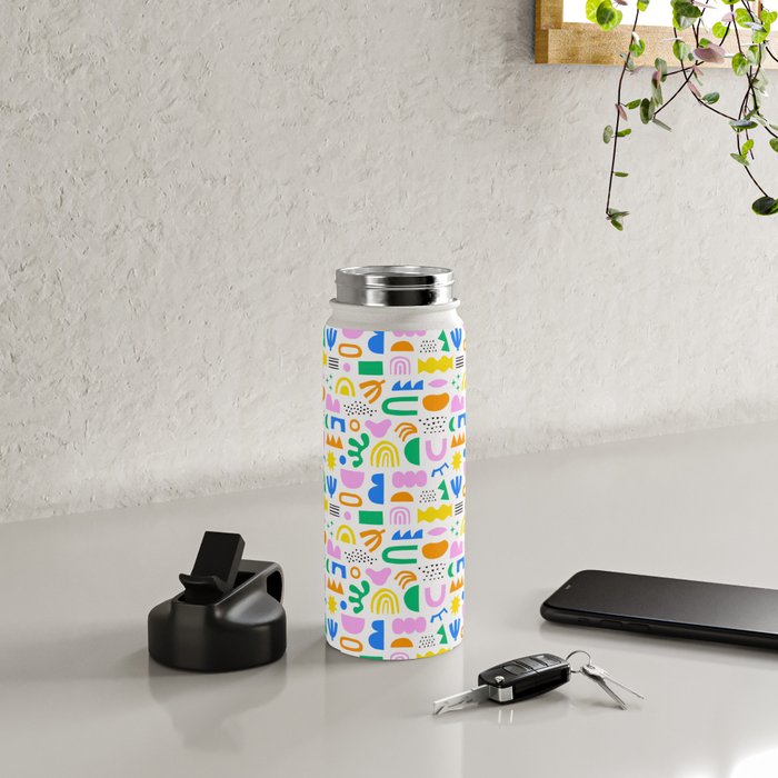 Colorful abstract organic shape art pattern Water Bottle Gallery Image 4