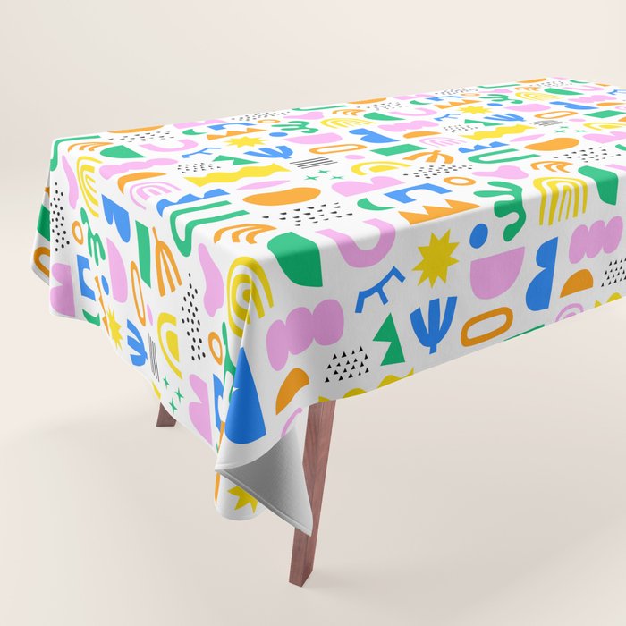 Colorful abstract organic shape art pattern Tablecloth Gallery Image 1