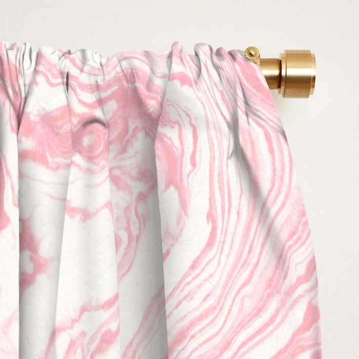 Elegant coral pink white watercolor abstract marble Window Curtain Gallery Image 2