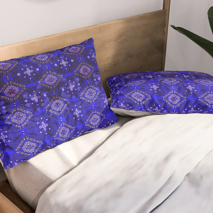 Oriental Opulence: Royal Blue Velvet Moroccan Majesty Pillow Sham Gallery Image 2