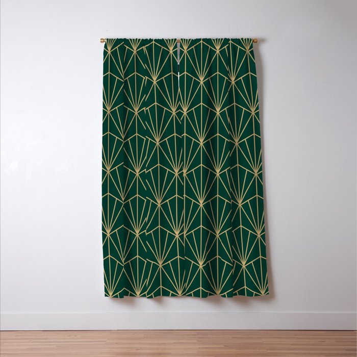 Art Deco Vector in Green and Gold Window Curtain Gallery Image 3