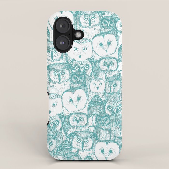 just owls teal blue iPhone Case Gallery Image 1