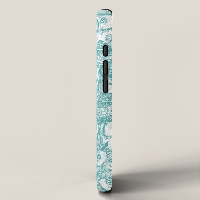 just owls teal blue iPhone Case Gallery Image 2