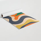 Retro Liquid Swirl Abstract Pattern Blue Beige Orange Mustard Green Yoga Mat Gallery Image 2