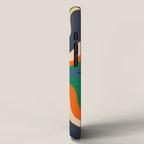 Retro Liquid Swirl Abstract Pattern Blue Beige Orange Mustard Green iPhone Case Gallery Image 2