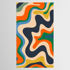 Retro Liquid Swirl Abstract Pattern Blue Beige Orange Mustard Green Tablecloth Gallery Image 2