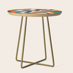 Retro Liquid Swirl Abstract Pattern Blue Beige Orange Mustard Green Side Table Gallery Image 1