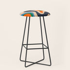 Retro Liquid Swirl Abstract Pattern Blue Beige Orange Mustard Green Stool Gallery Image 1