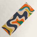 Retro Liquid Swirl Abstract Pattern Blue Beige Orange Mustard Green Yoga Mat Gallery Image 1
