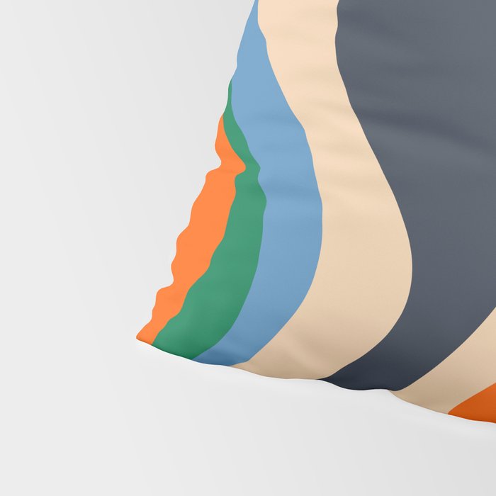 Retro Liquid Swirl Abstract Pattern Blue Beige Orange Mustard Green Pillow Sham Gallery Image 4