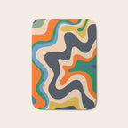 Retro Liquid Swirl Abstract Pattern Blue Beige Orange Mustard Green Bath Mat Gallery Image 1