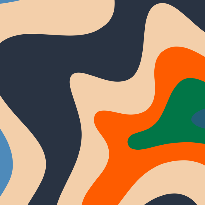 Retro Liquid Swirl Abstract Pattern Blue Beige Orange Mustard Green Coffee Mug Gallery Image 2