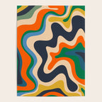 Retro Liquid Swirl Abstract Pattern Blue Beige Orange Mustard Green Poster Gallery Image 4