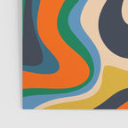 Retro Liquid Swirl Abstract Pattern Blue Beige Orange Mustard Green Poster Gallery Image 3