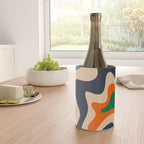 Retro Liquid Swirl Abstract Pattern Blue Beige Orange Mustard Green Wine Chiller Gallery Image 4