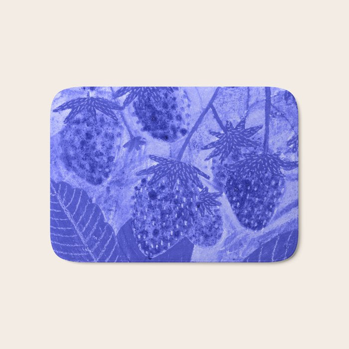 Strawberry Garden in Botanical Blue Bath Mat Gallery Image 1