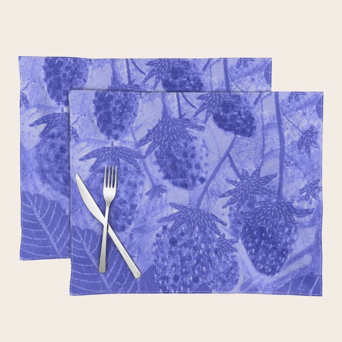 Strawberry Garden in Botanical Blue Placemat Gallery Image 1