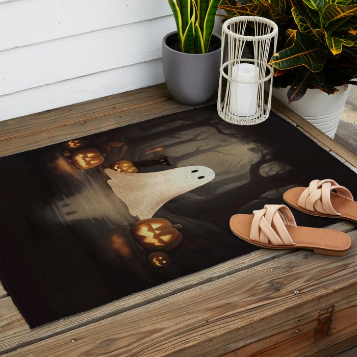 Ghost and Cat Outdoor Rug Gallery Image 2