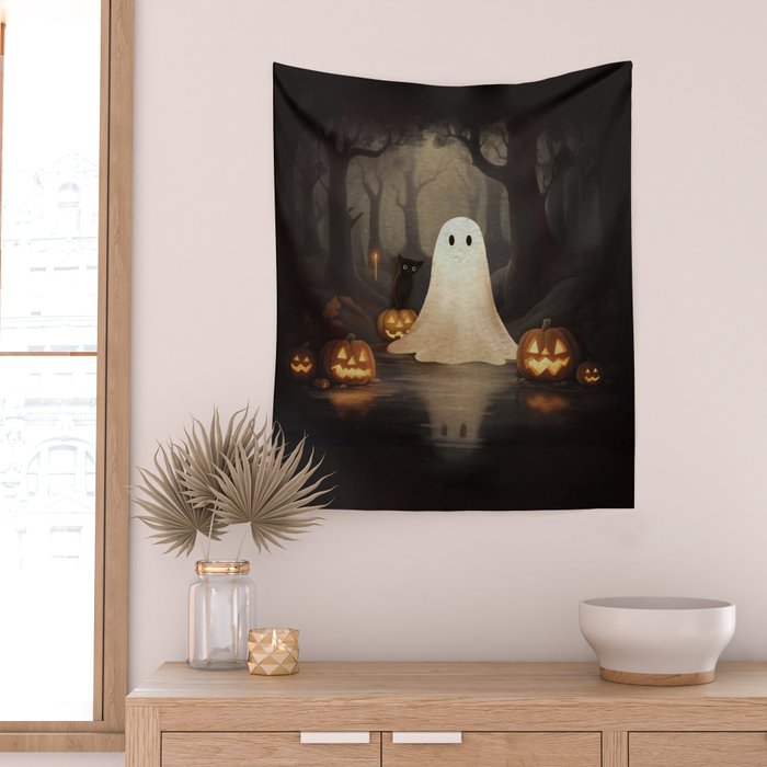 Ghost and Cat Wall Tapestry Gallery Image 2