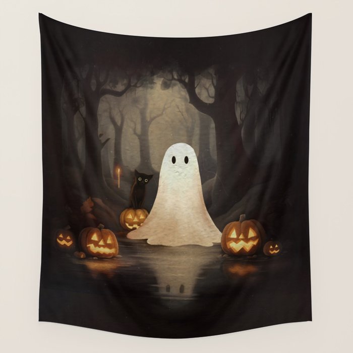 Ghost and Cat Wall Tapestry Gallery Image 4