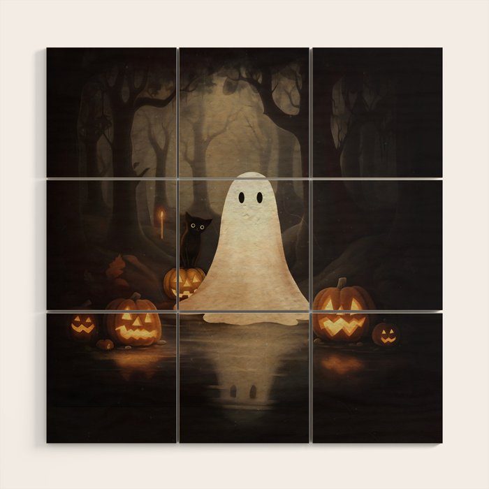 Ghost and Cat Wood Wall Art Gallery Image 1