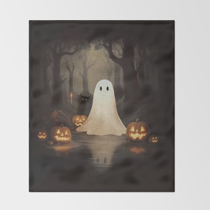 Ghost and Cat Throw Blanket Gallery Image 2
