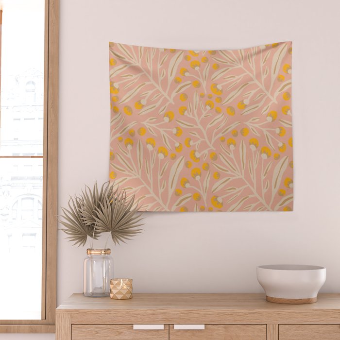 Berries / Peach & Yellow Wall Tapestry Gallery Image 2