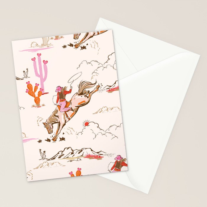 Equestrian Cowgirl Western Rodeo Pattern Stationery Card Gallery Image 2