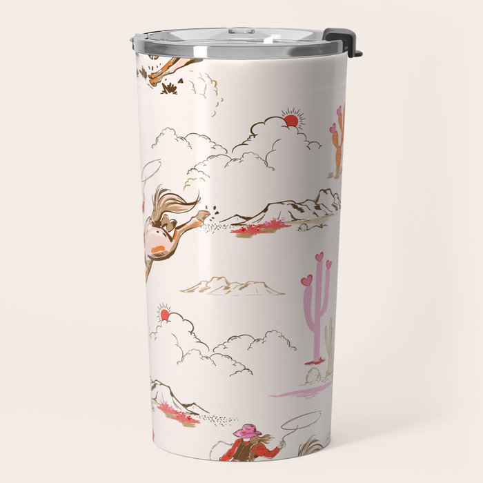 Equestrian Cowgirl Western Rodeo Pattern Travel Mug Gallery Image 2