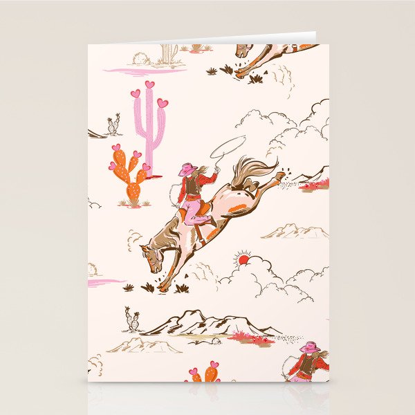 Equestrian Cowgirl Western Rodeo Pattern Stationery Card Gallery Image 2