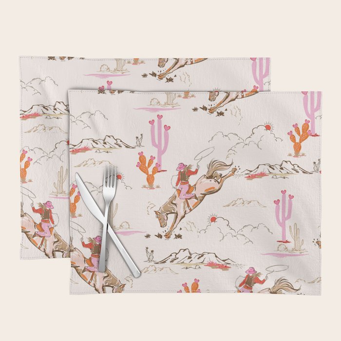 Equestrian Cowgirl Western Rodeo Pattern Placemat Gallery Image 1