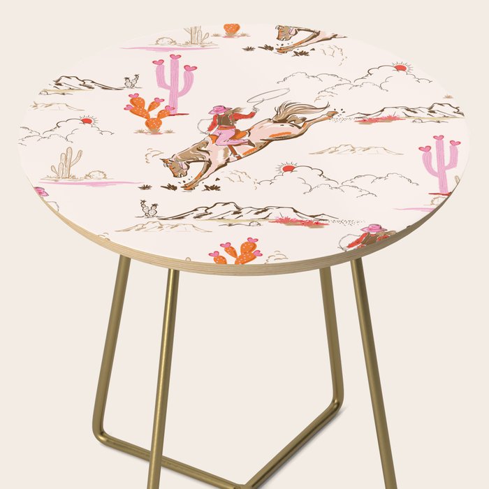 Equestrian Cowgirl Western Rodeo Pattern Side Table Gallery Image 2