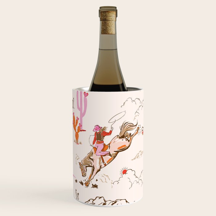 Equestrian Cowgirl Western Rodeo Pattern Wine Chiller Gallery Image 1