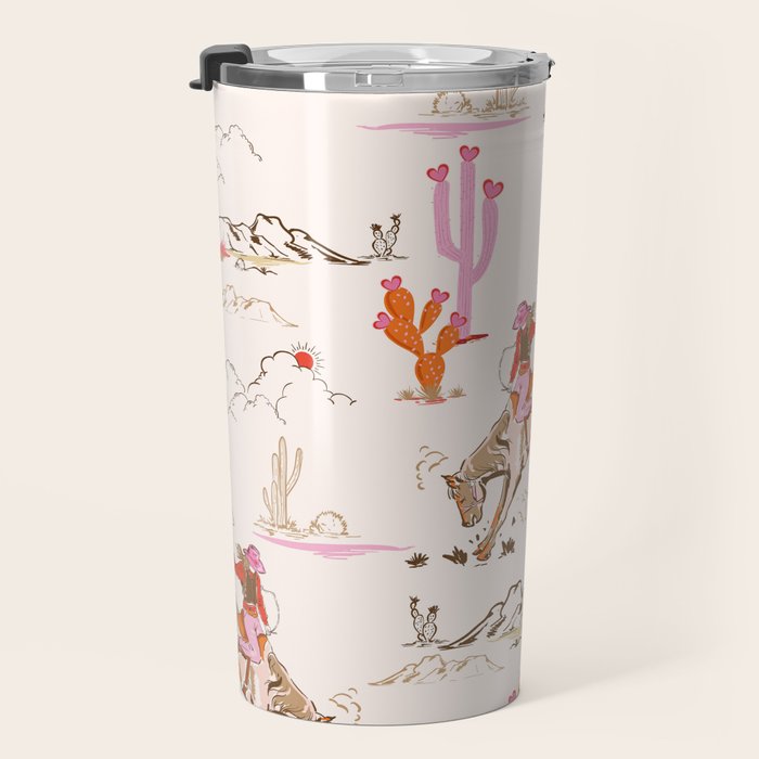 Equestrian Cowgirl Western Rodeo Pattern Travel Mug Gallery Image 3