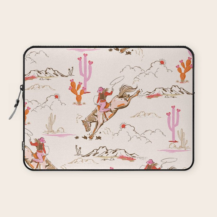 Equestrian Cowgirl Western Rodeo Pattern Laptop Sleeve Gallery Image 1