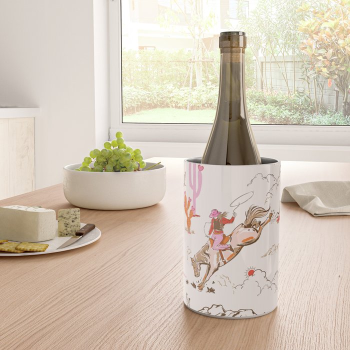 Equestrian Cowgirl Western Rodeo Pattern Wine Chiller Gallery Image 4