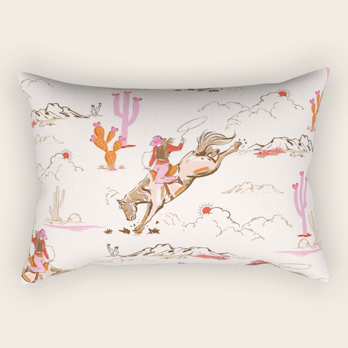 Equestrian Cowgirl Western Rodeo Pattern Rectangular Pillow Gallery Image 1
