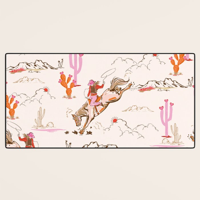 Equestrian Cowgirl Western Rodeo Pattern Desk Mat Gallery Image 3