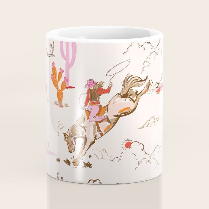 Equestrian Cowgirl Western Rodeo Pattern Coffee Mug Gallery Image 4