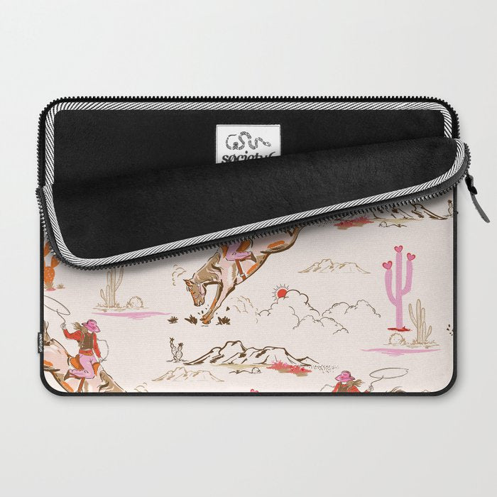 Equestrian Cowgirl Western Rodeo Pattern Laptop Sleeve Gallery Image 2
