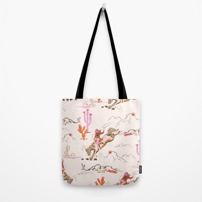Equestrian Cowgirl Western Rodeo Pattern Tote Bag Gallery Image 2