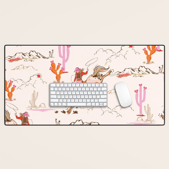 Equestrian Cowgirl Western Rodeo Pattern Desk Mat Gallery Image 1