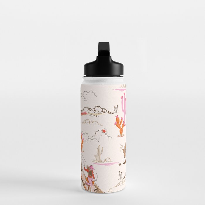 Equestrian Cowgirl Western Rodeo Pattern Water Bottle Gallery Image 3