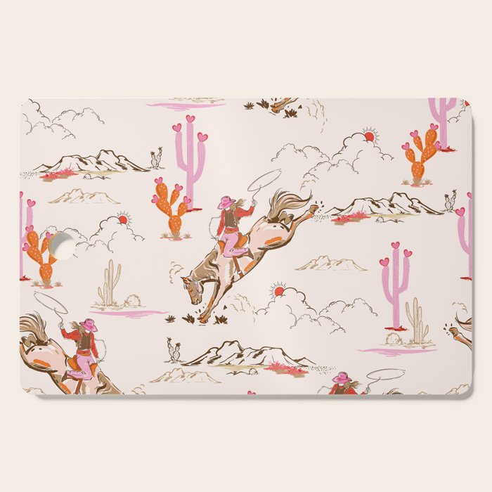 Equestrian Cowgirl Western Rodeo Pattern Cutting Board Gallery Image 1